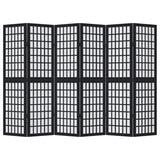 Room Divider 6 Panels Black Solid Wood Paulownia 358777
