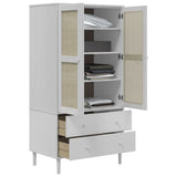 Wardrobe SENJA Rattan Look White 90x55x175 cm Solid Wood Pine 358035