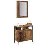 Bathroom Furniture Set with Shelf 2 pcs Brown Engineered wood 3332524