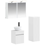 Bathroom Furniture Set 4 pcs White Engineered Wood and Glass 3407463