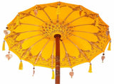 Parasol with Base Yellow 95 x 95 x 260 cm Cotton and Wood 3356914