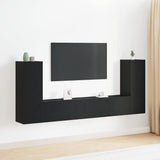 Black Oak TV Cabinet Set 4 pcs Black oak Large Engineered wood 3393313