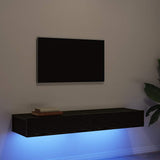 TV Cabinets with LED Lights 2 pcs Black Oak 60x35x15.5 cm 862033
