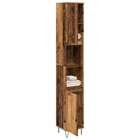 ZNTS Bathroom Cabinet Old Wood 30x30x190 cm Engineered Wood 857199
