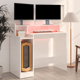 Desk with LED Lights High Gloss White 97x45x90 cm Engineered Wood 805558