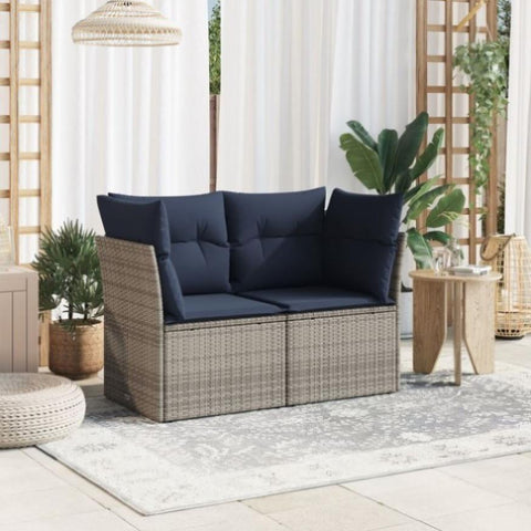 Garden Sofa 8 pcs Grey and navy 124 x 62 x 69 cm Poly rattan 366164