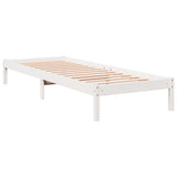 ZNTS Extra Long Bed Frame without Mattress White 90x220 cm Solid Wood Pine 852417