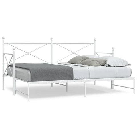 ZNTS Daybed with Trundle without Mattress White 90x200 cm Steel 4104689