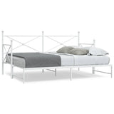 ZNTS Daybed with Trundle without Mattress White 90x190 cm Steel 4104688