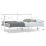 Daybed with Trundle without Mattress White 90x190 cm Steel 4104688