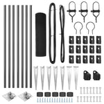 ZNTS Fence Panel Set Set of 2 Grey Metal, Plastic 10 x 0.5 m Durable 3352154