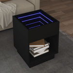 ZNTS Coffee Table with Infinity LED Black 40x40x50 cm 847645