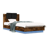 Bed Frame with LED Smoked Oak 80 x 200 cm Engineered Wood 3429663