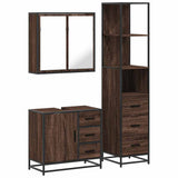 3 Piece Bathroom Furniture Set Brown Oak Engineered Wood 3301139