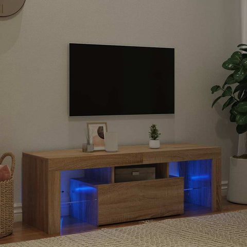 TV Cabinet with LED Lights Sonoma Oak 120x35x40 cm 804349