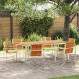 Garden Dining Set 7 pcs Solid Teak Wood and Stainless Steel 3334827