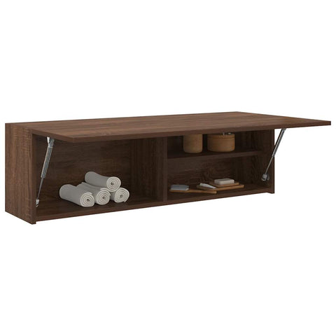 ZNTS Bathroom Wall Cabinet Brown Oak 100x25x30 cm Engineered Wood 860100