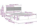 Bed Frame with Storage and Headboard Concrete Grey 135 x 190 cm 3414314