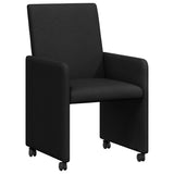 Dining Chairs with Wheel 2 pcs Black 57 x 66 x 94 cm Fabric 42017809