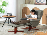 Faux Microfibre Leather Manual Recliner and Footstool Set - Grey T3398P342457