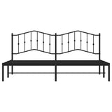 Metal Bed Frame without Mattress with Headboard Black 193x203cm 373795