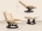 Faux Leather 135&deg Reclining Chair and Footstool - Beige T3398P343501