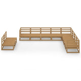 10 Piece Garden Lounge Set Honey Brown Solid Pinewood 3075867