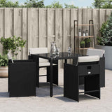 Garden Chairs with Cushions 4 pcs Black Poly Rattan 364983