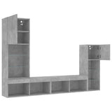4 Piece TV Wall Units with LED Concrete Grey Engineered Wood 3216650