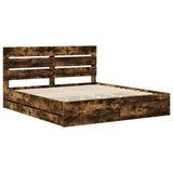 Bed Frame with Drawer Smoked Oak 180 x 200 cm Engineer Wood 3411816
