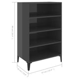 Sideboard High Gloss Grey 57x35x90 cm Engineered Wood 806138