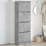 Shoe Cabinet with 4 Flip-Drawers Concrete Grey 60x34x187.5 cm 3214374