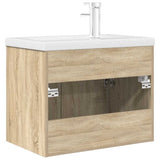 Bathroom Sink Cabinet with Built-in Basin and Faucet Sonoma Oak 3325014
