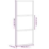 Sliding Door White 90x205 cm Tempered Glass and Aluminium 155205