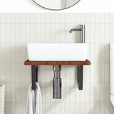 Basin Shelf Wall Mounted Steel and Solid Wood Oak 3302403
