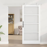 Sliding Door White 93 x 202 cm Solid Pine Wood and Glass 3332260