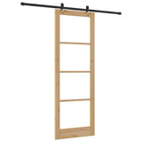 Sliding Door Natural 83 x 232 cm Solid Pine Wood and Glass 3332309