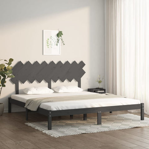 ZNTS Bed Frame Grey 180x200 cm Super King Size Solid Wood 3104885