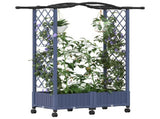 Raised Bed with Trellis and Roof Grey 124 x 40 x 129 cm PP 3423011