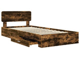 Bed Frame with Drawer Smoked Oak 100 x 200 cm Engineered Wood 3412413