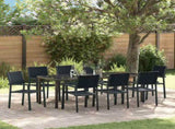 Garden Dining Set 9 pcs Black Powder-Coated Steel 3379155