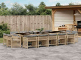 15 Piece Garden Dining Set with Cushions Mix Beige Poly Rattan 3211776