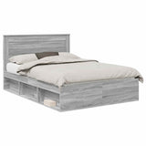 Bed Frame Grey Sonoma 140 x 190 cm Solid Pine Wood 3410085