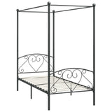 284441 Canopy Bed Frame without Mattress Grey Metal 100x200 cm