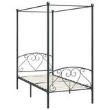 Bed Frame Grey Metal Single Durable Bed Frame Rectangular 284441