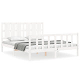 Bed Frame without Mattress White King Size Solid Wood Pine 3192237