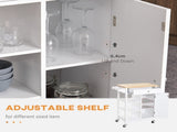 Kitchen Trolley, Kitchen Island on Wheels, w/ Wood Top, 3 Shelves and Storage Cupboard, White T3398P341326