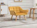 Modern Armchair, Accent Chair with Wide Arms, Slanted Back and Rubber Wood Legs for Living Room, T3398P328135