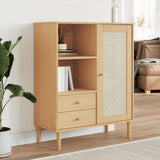 Highboard SENJA Rattan Look Brown 90x40x112 cm Solid Wood Pine 358055