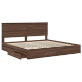 Storage Bed with Drawer Brown Oak 200 x 200 cm Engineered Wood 3411179